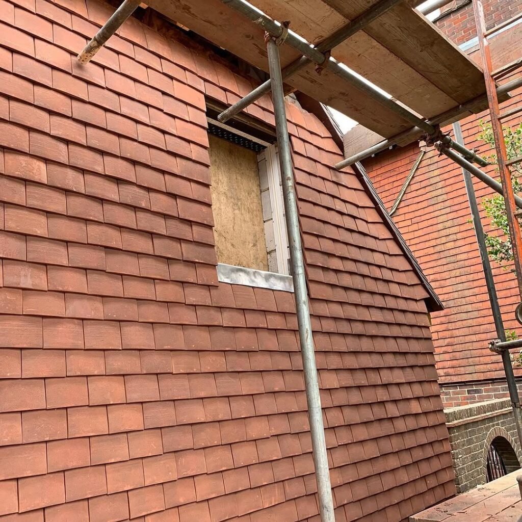 New tiles laid on a re-roof in Lancing