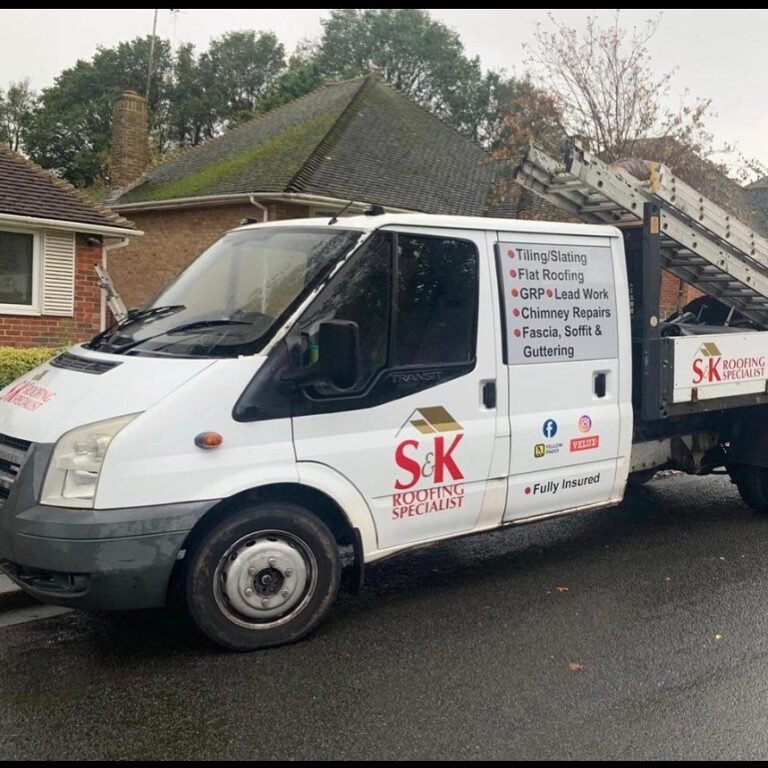 S&K Roofing Specialist van on site in Lancing